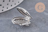 pendentif locket coquillage acier IP inoxydable doré 18K/platine 23.5mm,x1 (G4552)