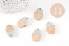 pendentif ovale bois résine gris, perle bois naturel, Perle géométrique,perle création bijoux bois,23mm,x5 G7529