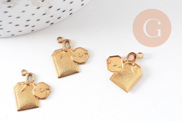 pendentif sachet de thé en laiton, x1 G7523