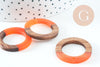 perle disque évidé bois résine orange 28mm, création bijoux bois x5 G4642