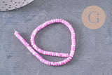 perle nacre naturelle heishi violet ,tube coquillage coloré, perle coquillage, 2x4mm, x1 le fil, (G4981)