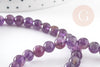 perle ronde amethyste violette naturelle 6mm, perles pour bijoux en pierre naturelle, x1 fil de 38cm (G1559)