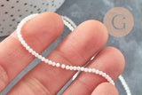 Perle ronde nacre blanche,perles coquillage,coquillage naturel,fil 40cm,2.5mm, x1 (G5449)
