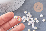 perle ronde smiley doré plastique blanc 7mm, x10 grammes (G4801)