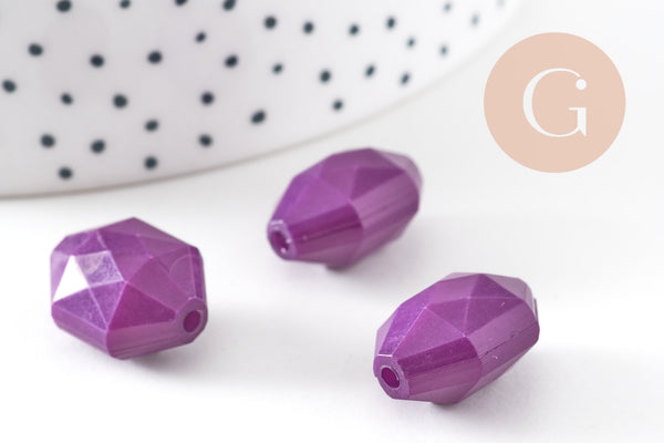 perles facettées plastique VIOLET,perles bijoux, fabrication bijoux, perles vintage,perles plastique,1.8cm,x 10 (G1161)