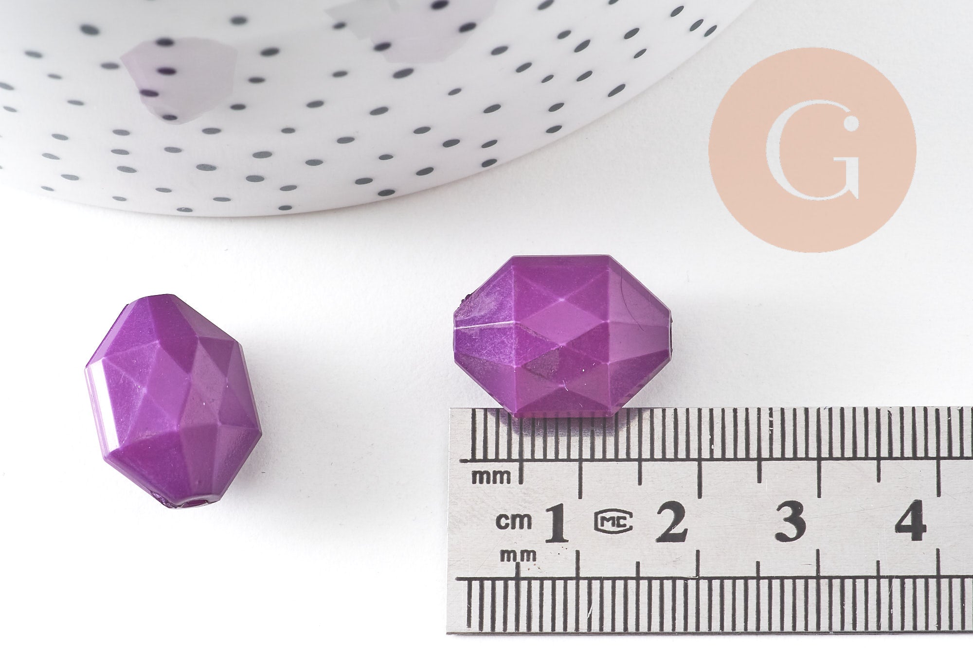 perles facettées plastique VIOLET 18mm, x10 (G1161)