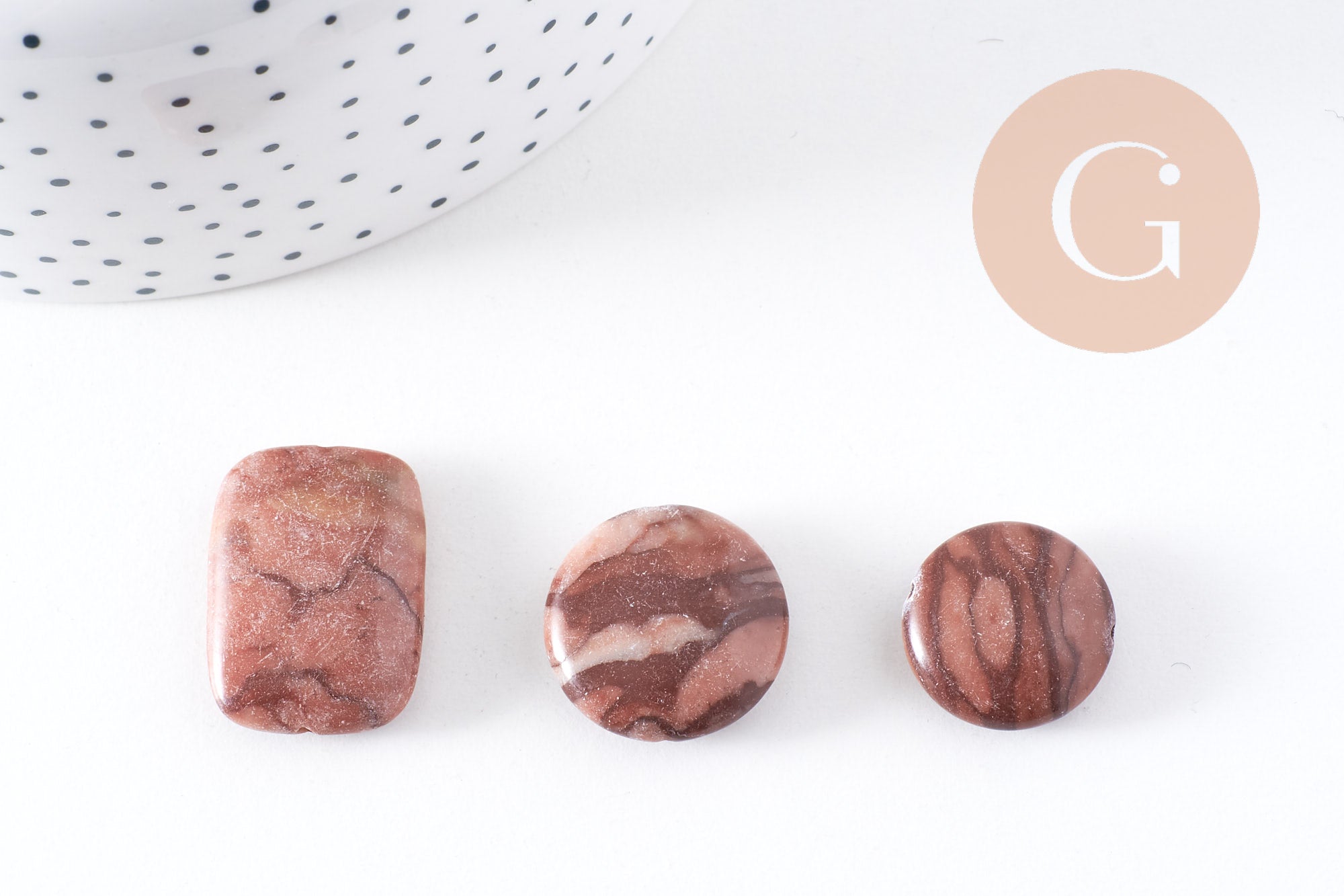 perles jaspe marron zébré naturel, x5 (G4895)
