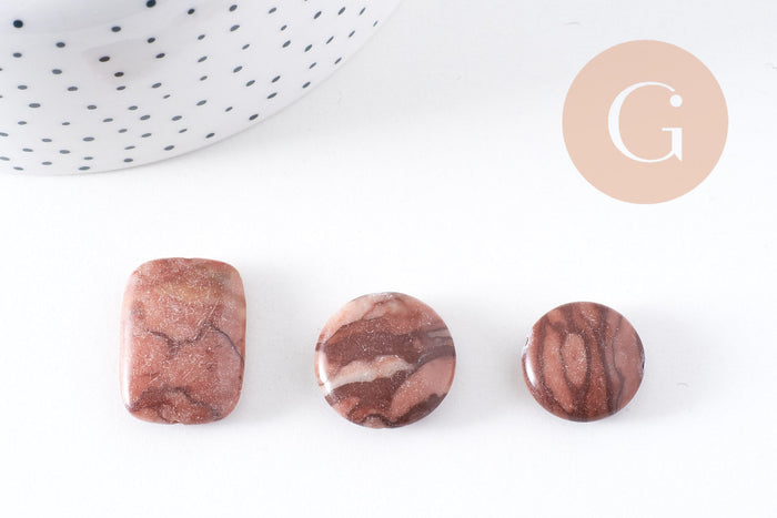 perles jaspe marron zébré naturel, x5 (G4895)