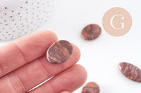 perles ovales jaspe sésame zébré naturel marron, x5 (G4896)