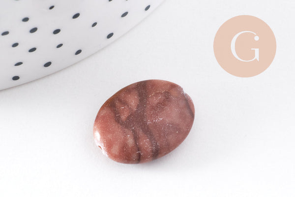 perles ovales jaspe sésame zébré naturel marron, x5 (G4896)