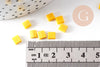 perles rocaille carré verre rectangle jaune opaque, perle carré création bracelet, perle tila,4.5mm,2 trous, x50 (4.8GR) (G5012)