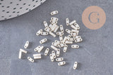 perles rocaille verre rectangle beige opaque, perle carré création bracelet, perle tila, 2mm,2 trous, x50 (1.2 Gr) (G4606)