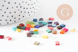 perles rocaille verre rectangle multicolore façon tila 4.5mm/2 trous, x50 (G4188)