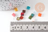 perles rocaille verre rectangle multicolore façon tila 4.5mm/2 trous, x50 (G4188)
