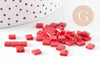 perles rocaille verre rectangle rouge, perle carré création bracelet, perle tila,4.5mm,2 trous, x50 (G5484)