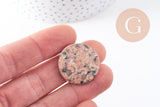 perles rondes en jaspe sésame rose,jaspe rose, perles pierres, perles jaspe, jaspe naturel, 25mm,x5-(G1393)