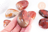 Pierre agate sardonyx naturelle roulée 45-66mm, pierre orange naturelle litotherapie, x1 (G5782)