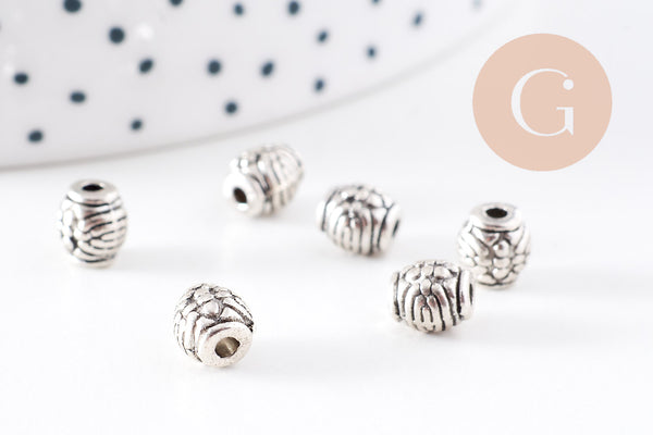 rondelle ovale texture argent vieilli,perles dorées, sans nickel,perle intercalaire, 6mm, x10 (G2621)