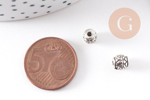 rondelle ovale texture argent vieilli,perles dorées, sans nickel,perle intercalaire, 6mm, x10 (G2621)