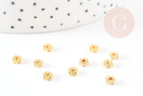 rondelles fleurs laiton doré, perles dorées, création bijoux, perles intercalaires, 4.5mm, x50 G5600