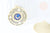 Pendentif rond lune bleu zamac doré 18k cristal zircon 27.5mm,sans nickel,création bijoux chance, pendentif chance, l'unité G6683-Gingerlily Perles