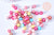 Round plastic colorful heart bead, round plastic letter bead, jewelry creation, heart bead, lot of 10 grams G6634