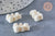 Pendentif ourson floqué velours blanc écru résine platine, pendentif enfant, un pendentif pour la création de bijoux de l'enfance régressif,les 2 G6645-Gingerlily Perles