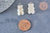 Pendentif ourson floqué velours blanc écru résine platine, pendentif enfant, un pendentif pour la création de bijoux de l'enfance régressif,les 2 G6645-Gingerlily Perles