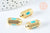 Perle ovale talisman message "courage" émail bleu doré18k 20 mm, perle dorée à message pour création bijoux,l'unité G6993-Gingerlily Perles