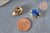 Pendentif coquillage cauri doré resine,coquillage naturel,cauri bleu,création bijoux,coquillage bijou,coquillage, lot de 5 , 19mm-G1301-Gingerlily Perles