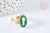 Bague réglable camée acier inoxydable doré émail vert Taille 54, creation bijoux sans nickel, bague femme acier inoxydable G7032-Gingerlily Perles
