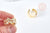Bague réglable laiton doré géométrique zircon 18.5mm, X1 G8349