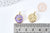 Round butterfly medal pendant purple enamel golden brass 18mm, enameled brass pendant, nickel free, unit G8552 