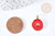Round star medal pendant red enamel golden brass 18mm, enameled brass pendant, nickel free, unit G8549 