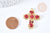 Red rose cross pendant 18k gold zamac resin 37mm, X1 G8558 