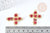 Red rose cross pendant 18k gold zamac resin 37mm, X1 G8558 