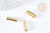 18K gold dot tube bead blue zircons 17mm, gold bead jewelry, X1 G8556