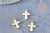 Gold brass cross pendant 18K white enamel 18mm, gold pendant for jewelry creation, unit G8583 