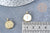 Round cross medal pendant white enamel golden brass 18mm, enameled brass pendant, nickel free, unit G8548 