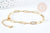 Rectangular mesh bracelet paper clip 304 stainless steel 14k gold 19cm, X1 G8715
