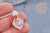 Natural rose quartz perfume bottle pendant brass 27mm, perfume holder stone pendant, X1 G8633