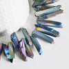 Perles cristal de roche bleu irisé, fournitures créatives, pierre brute, création bijoux, perle pierres, pierre naturelle, lot de 10-G750