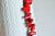 perle stick corail rouge, fournitures créatives, perles corail, fabrication bijoux,corail rouge,corail naturel, fil de 75 perles,6x9mm-G990