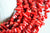 perle stick corail rouge, fournitures créatives, perles corail, fabrication bijoux,corail rouge,corail naturel, fil de 75 perles,6x9mm-G990