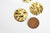 Pendentif médaille ronde martelée ignes laiton brut, apprêt doré, sans nickel,médaille dorée,laiton brut, médaille ronde,25mm,lot de 5-G547