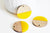 perle disque bois résine jaune,bois naturel,perles bois,Perle géométrique,perle ronde bois,création bijoux bois,27.5mm,les 5 G5128