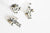 Pendentif croix jaspe dalmatien naturel, fournitures créatives,pendentif pierre, support argent, création bijoux, jaspe naturel, 29mm-G1695