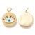Pendentif médaille ronde oeil émail blanc laiton doré 18K et cristal zircon,pendentif laiton amour pour création bijoux,22.5mm,l'unité G3553