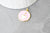 Pendentif médaille rond coeur émail rose laiton doré et zircon, pendentif laiton coeur,sans nickel,20.5mm, l'unité G6192