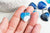 Pendentif coeur agate bleu ciel acier argenté,  pierre agate naturelle bleue,création bijoux en pierre naturelle, 23mm, l'unité G5182